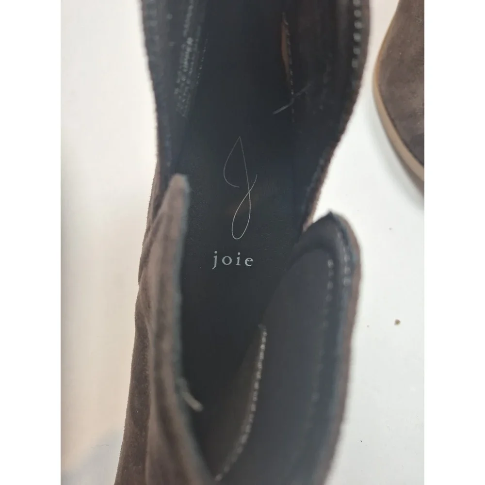 Joie Booties Womens 7.5M Brown Kayden Block Heel Back Zip Ankle Cowgirl Boot EUC
